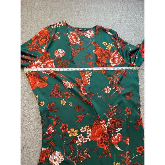 Boohoo Kimono Duster Floral Green US Size 18 - Picture 5 of 9